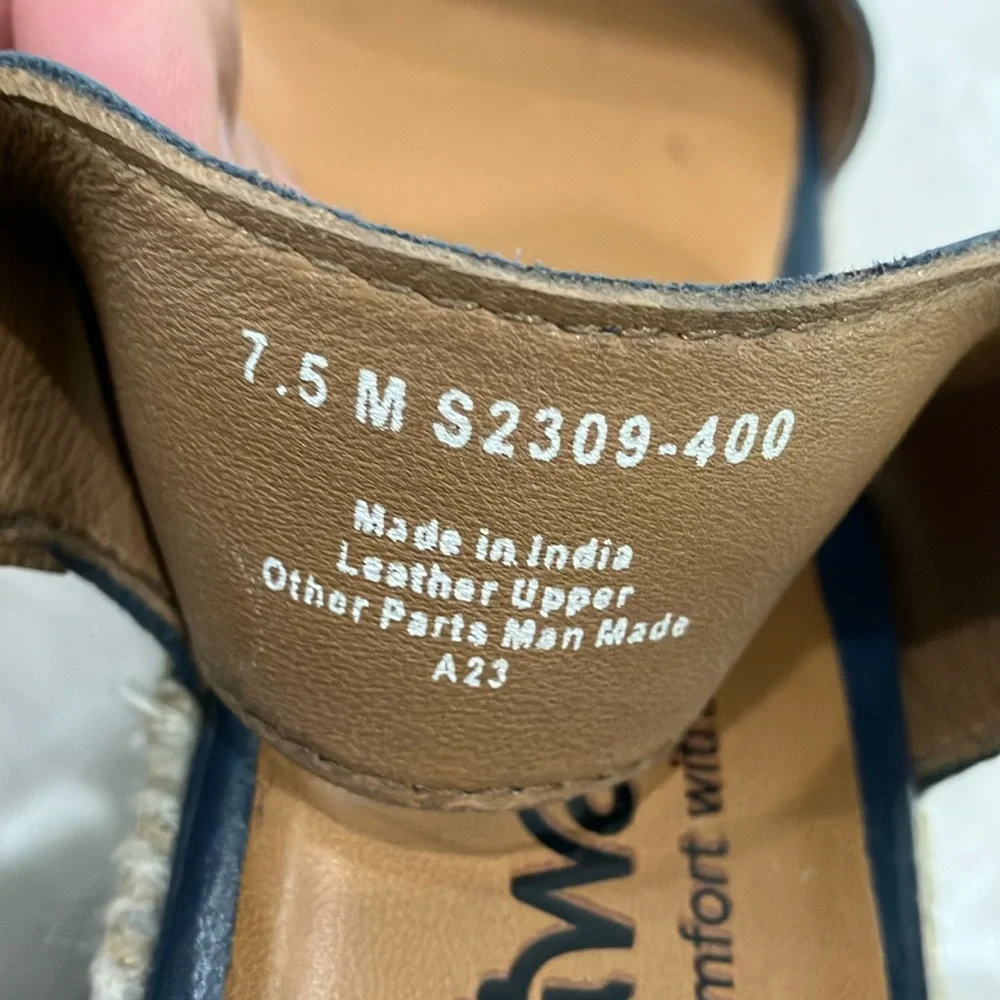 Softwalk Hartley Navy Leather Wedge‎ Espadrille Sandals W/Box Sz 7.5- EUC - Picture 13 of 15